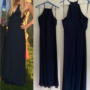 Lulus navy blue chiffon maxi dress